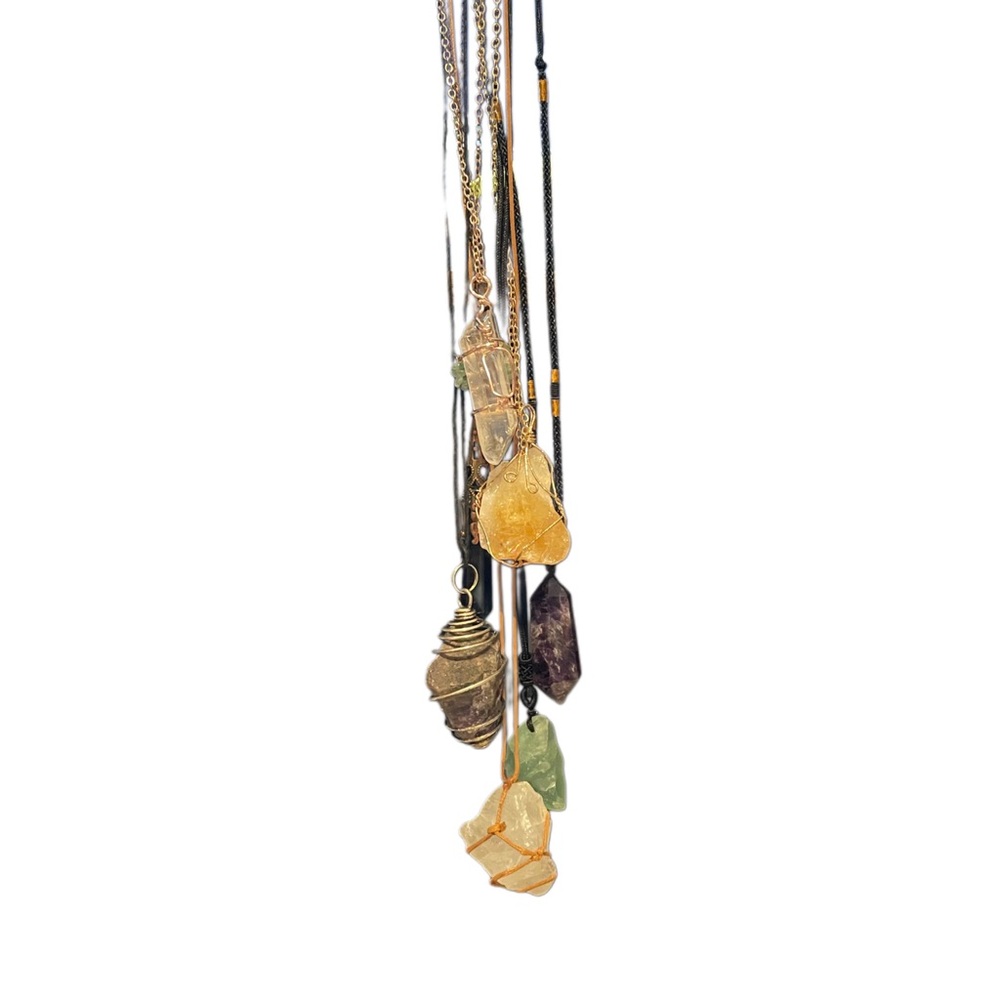 Seven Assorted Crystal Pendant Necklaces